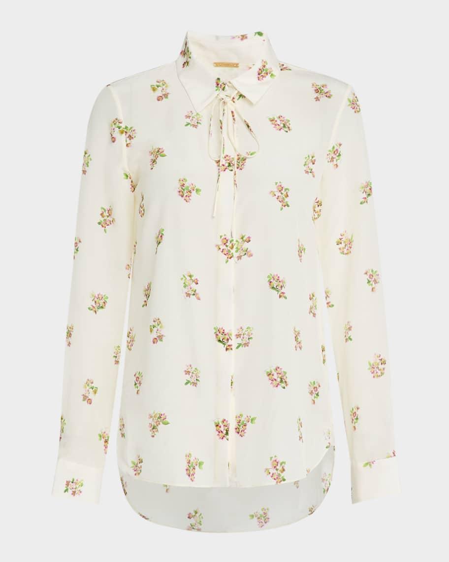 Floral Print Crepe De Chine Button-Front Shirt Product Image