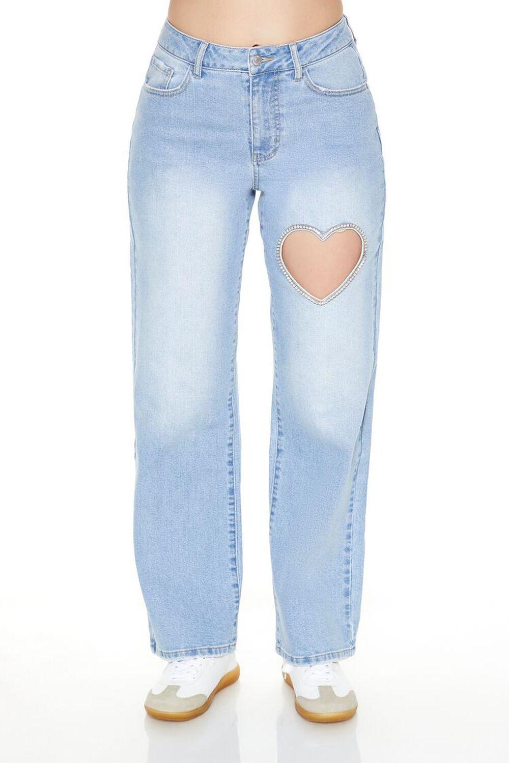 Heart Cutout Straight-Leg Jeans | Forever 21 Product Image