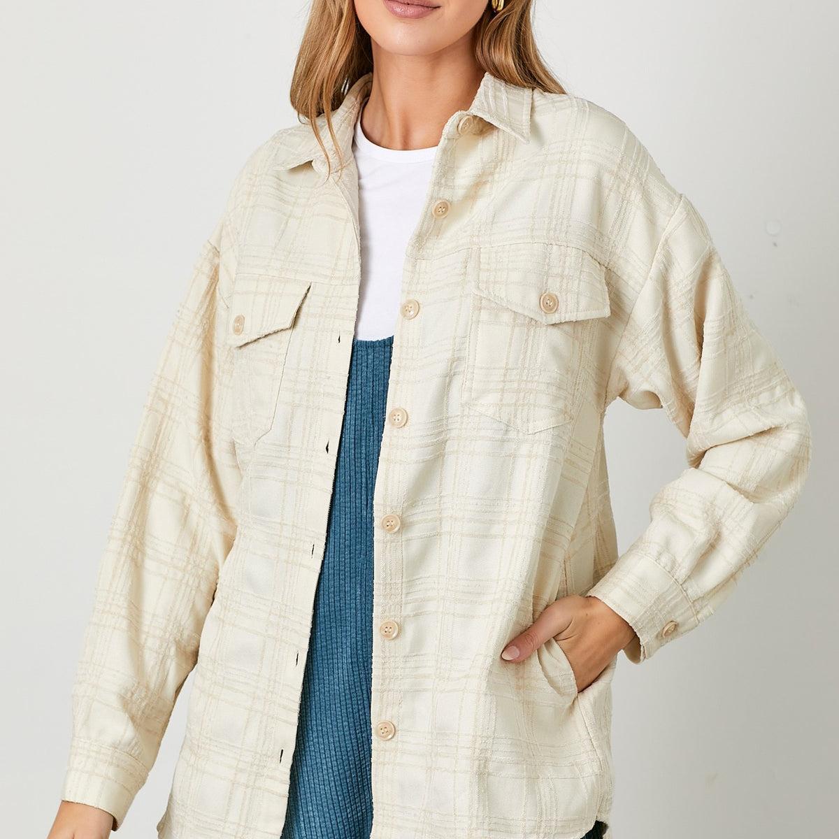 Plaid Texture Woven Shacket product image