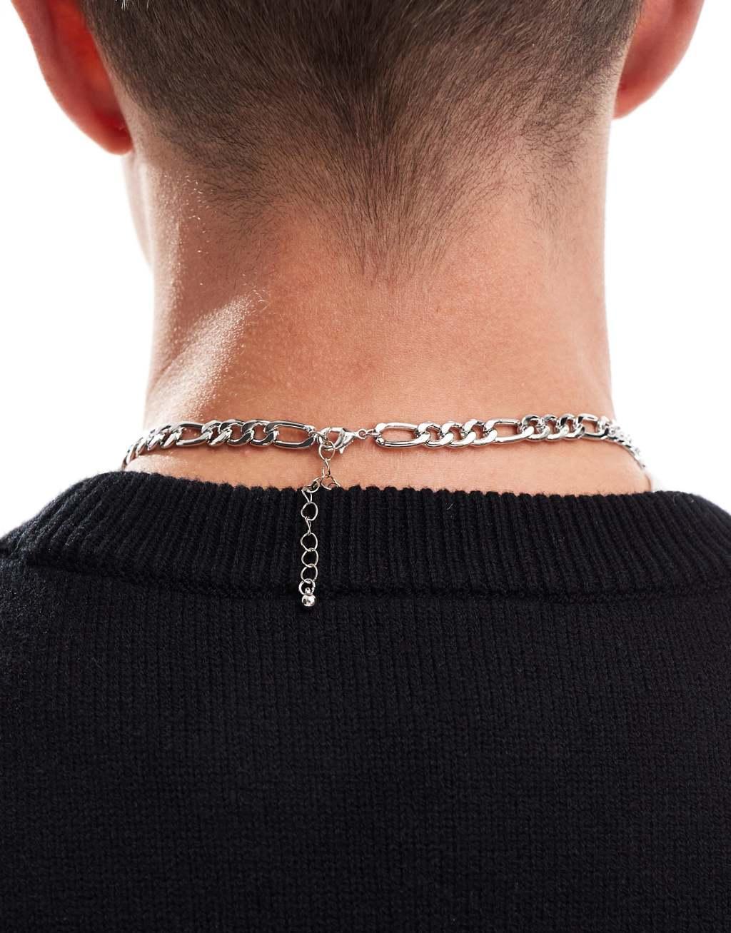 Faded Future statement figaro chain necklace in silver Product Image