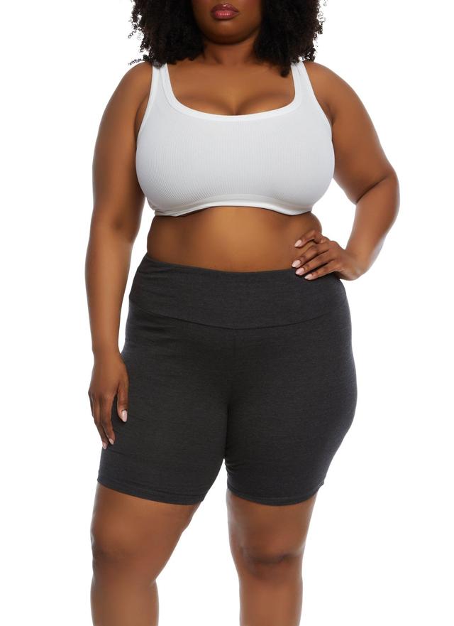 Womens Plus Size Solid High Waisted Biker Shorts Product Image