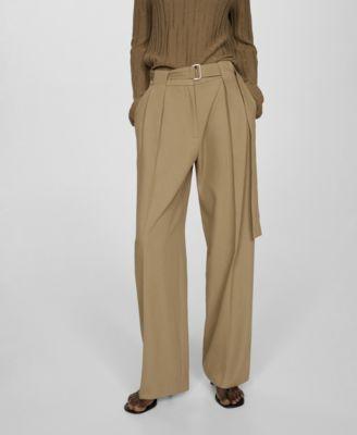 Mango Womens Belt Straight-Fit Pants Product Image