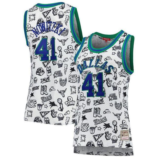 Womens Mitchell & Ness Dirk Nowitzki Dallas Mavericks 1998 Doodle Swingman Jersey Product Image