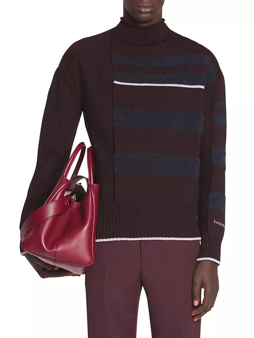 Striped Mock Turtleneck Sweater Product Image