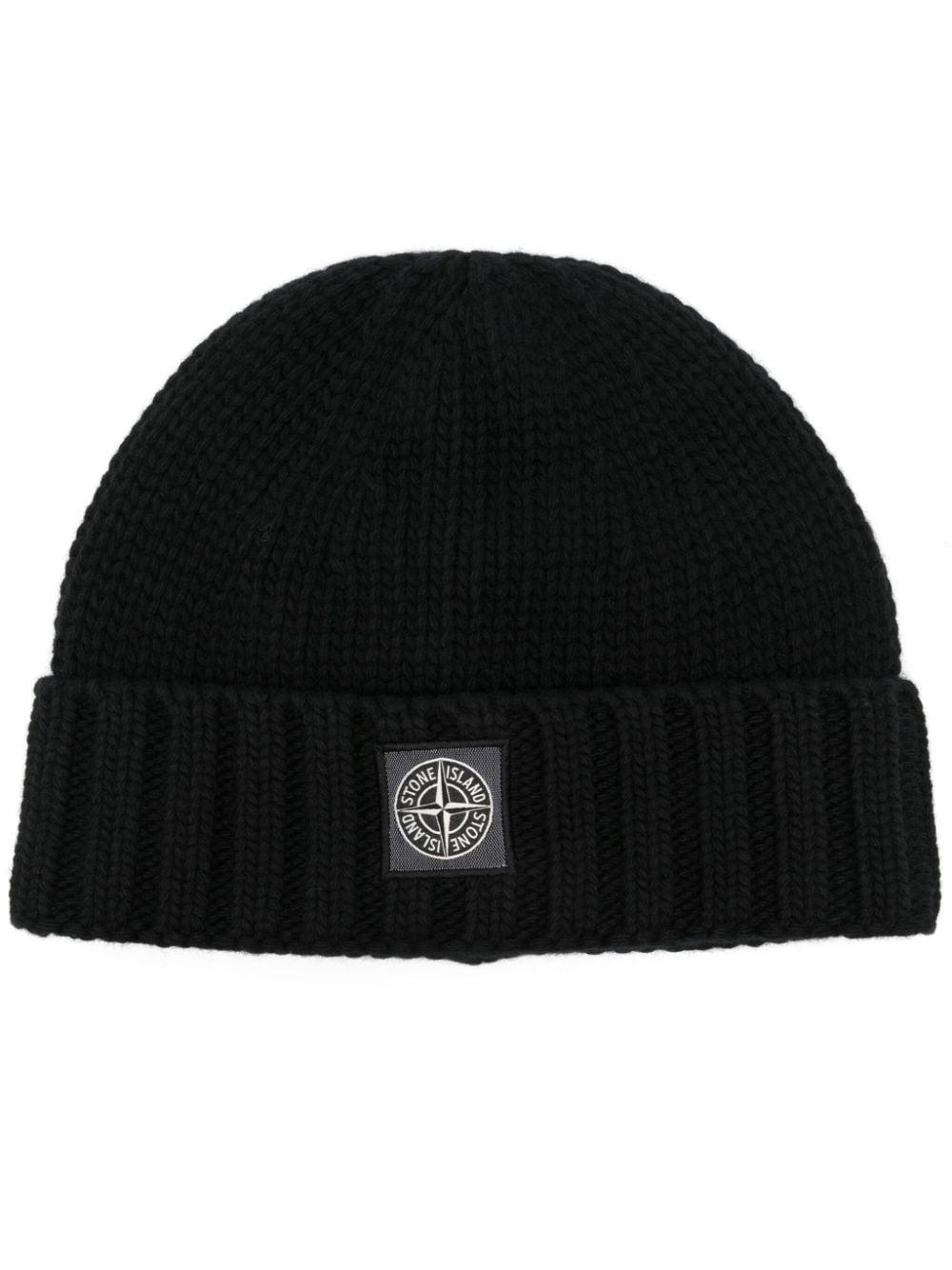 Compass Virgin Wool Beanie In Black Product Image