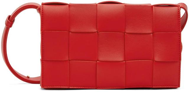 BOTTEGA VENETA Red Small Intreccio Cassette Bag In 6572 Redstone Gold Product Image