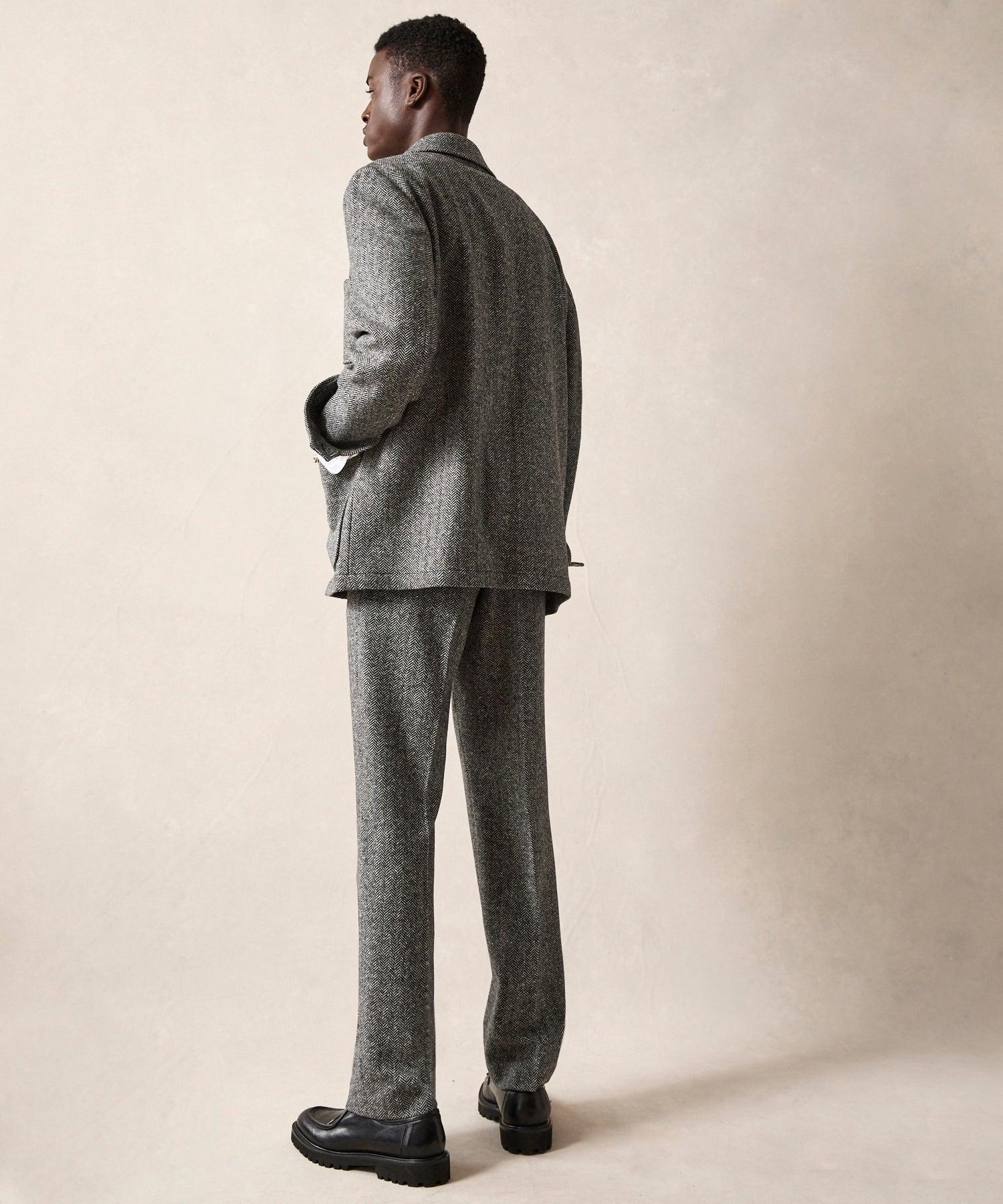 Italian Wool Tailored Chore Coat in Grey Herringbone Product Image