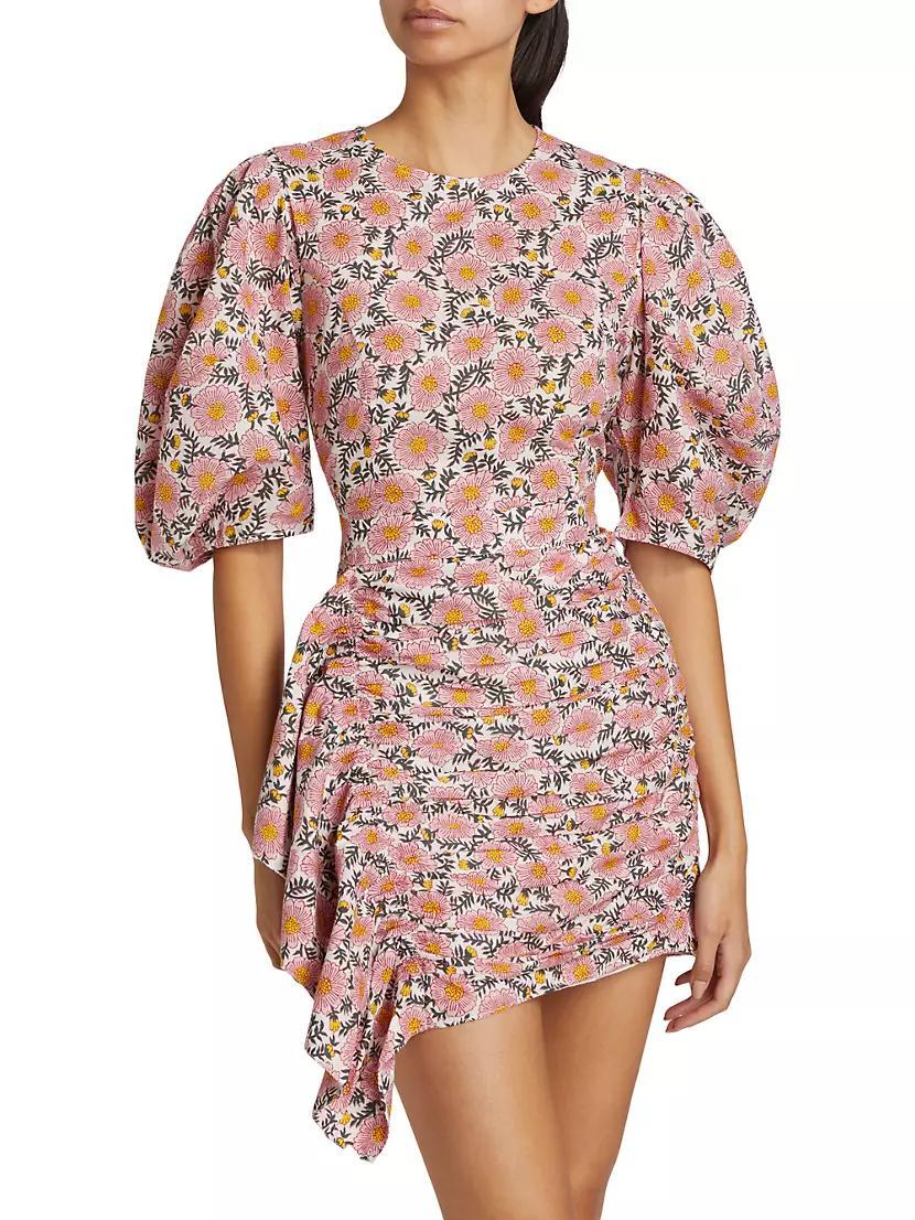 Pia Floral Cotton Balloon-Sleeve Minidress Product Image