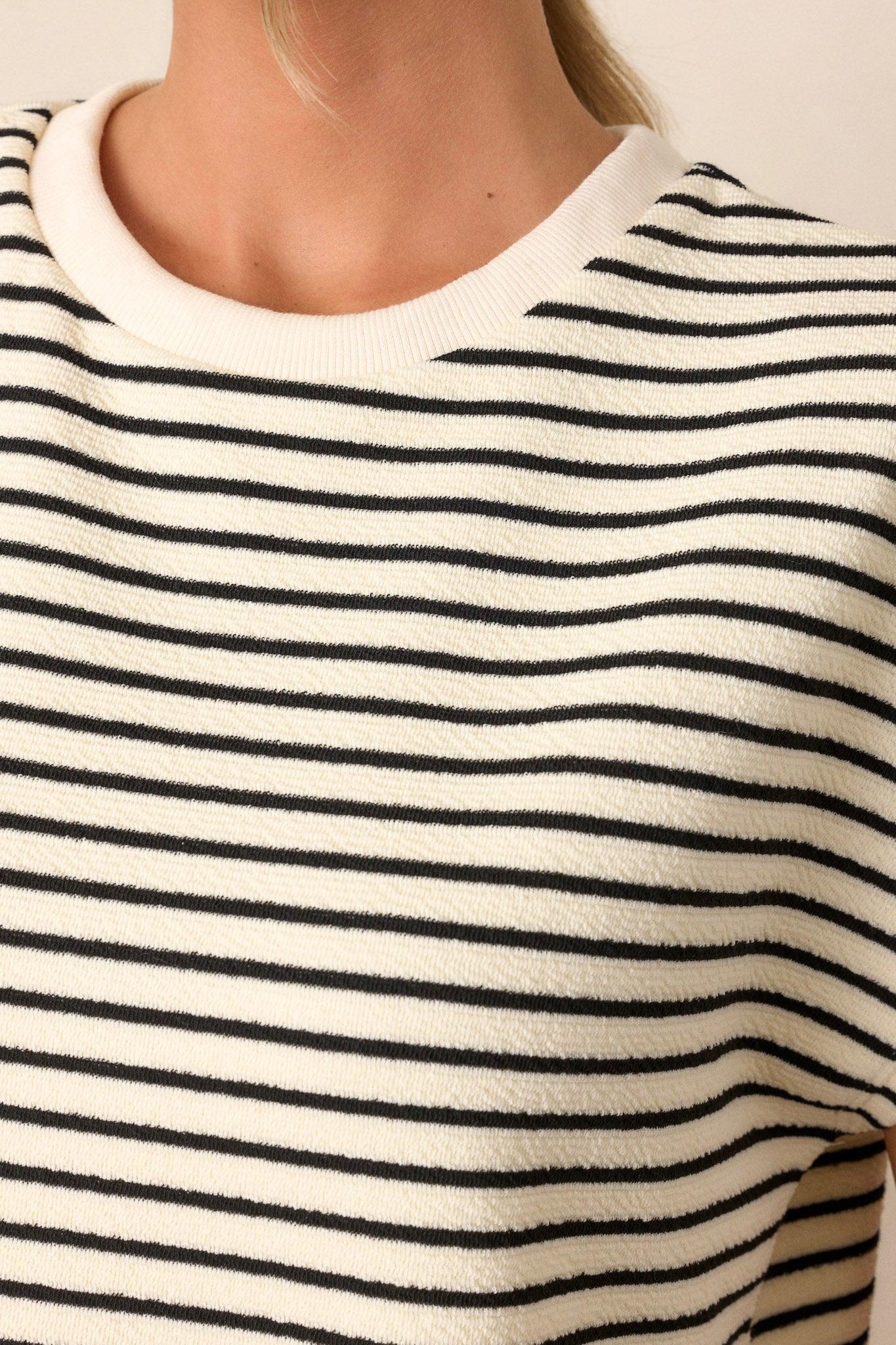 On A Day Ivory Stripe Baggy Tee Product Image