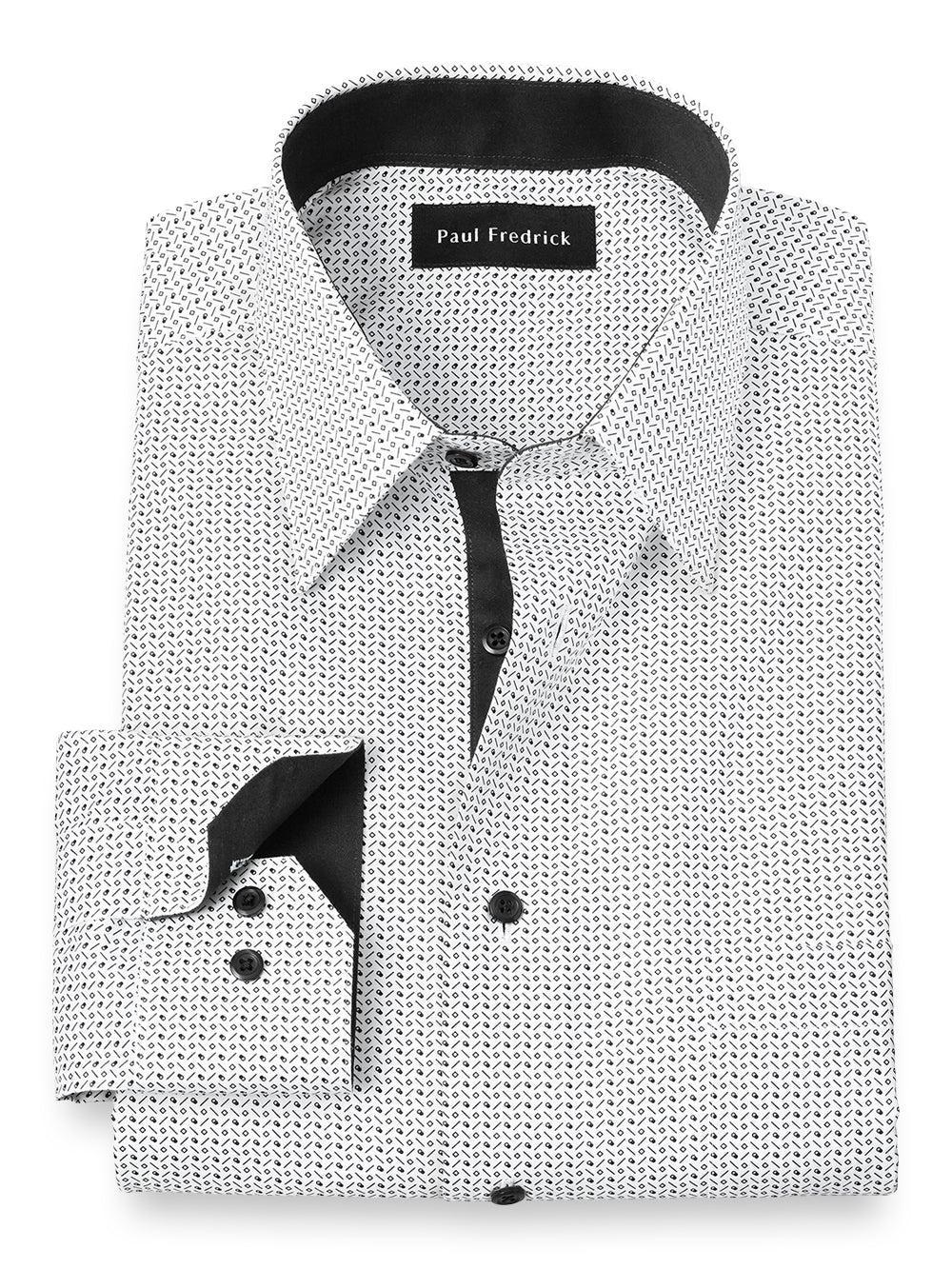 Tailored Fit Non-iron Cotton Deco Print Dress Shirt With Contrast Trim Product Image