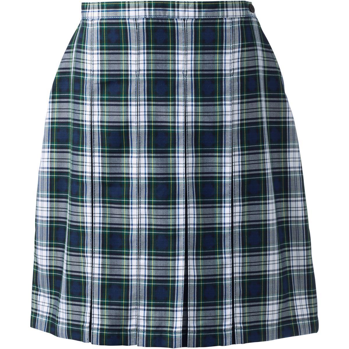 Womens Lands End School Uniform Plaid Box Pleat Skirt Blue Large Plaid Product Image