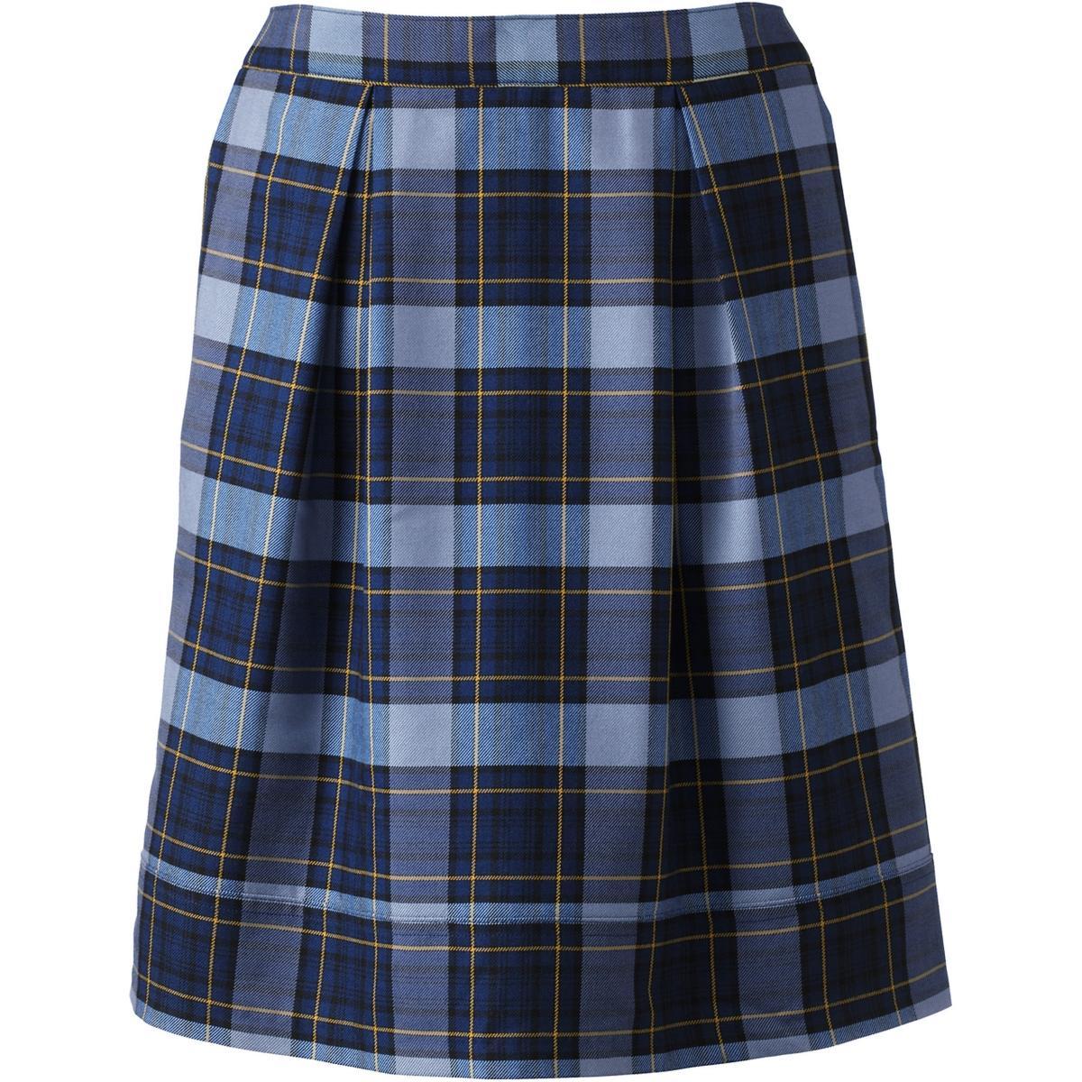 Womens Lands End Plaid Top of Knee Length Pleated Skort Classic Blue Plaid product image