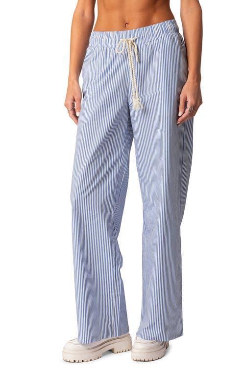 EDIKTED Stripe Wide Leg Drawstring Cotton Pants Product Image