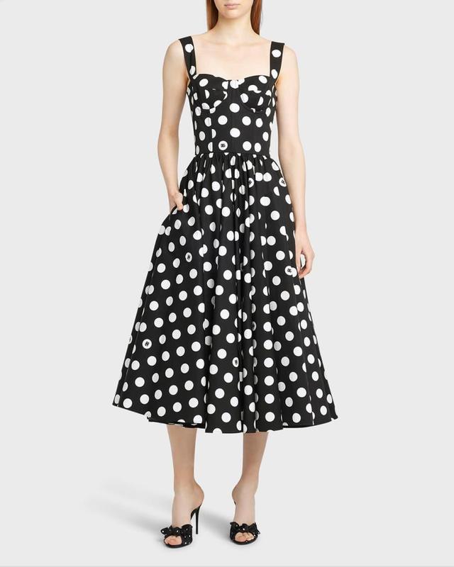 Polka-Dot Sweetheart Midi Dress Product Image