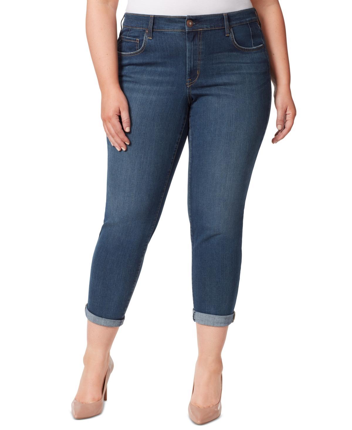 Jessica Simpson Plus Size Mika Best Friend Slouchy Skinny Roll Cuff Ankle Jeans Product Image