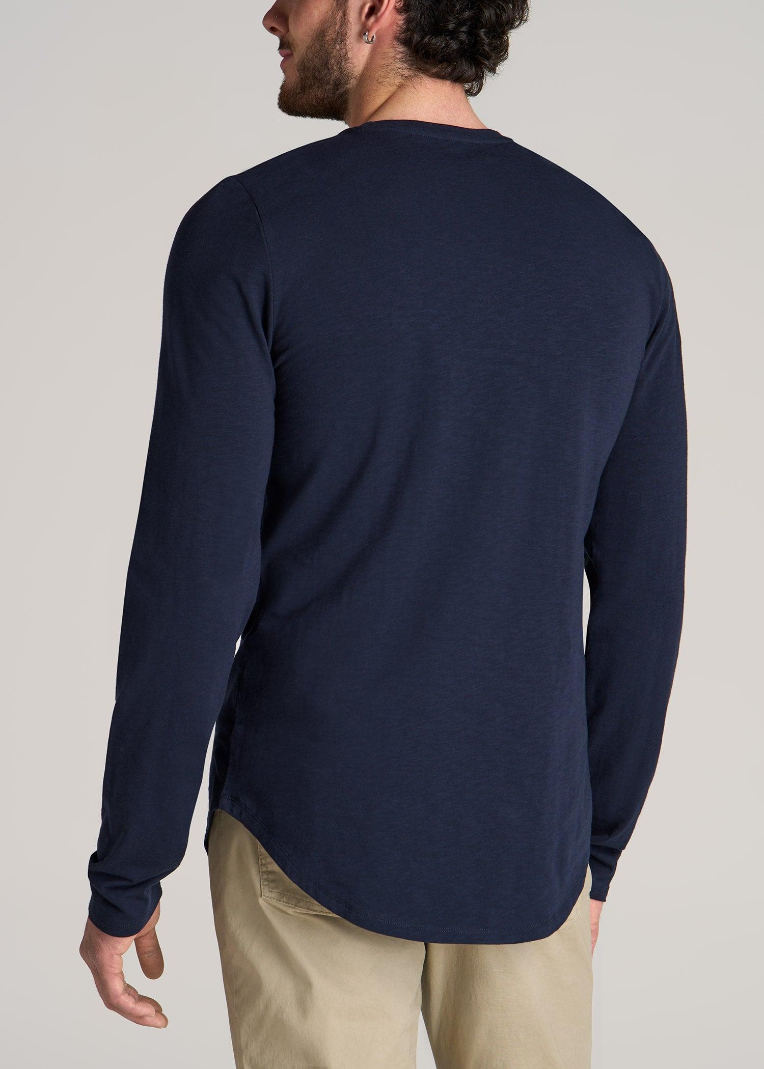 Slub Long Sleeve Scoop Tall Men's Tee in Evening Blue Male Product Image