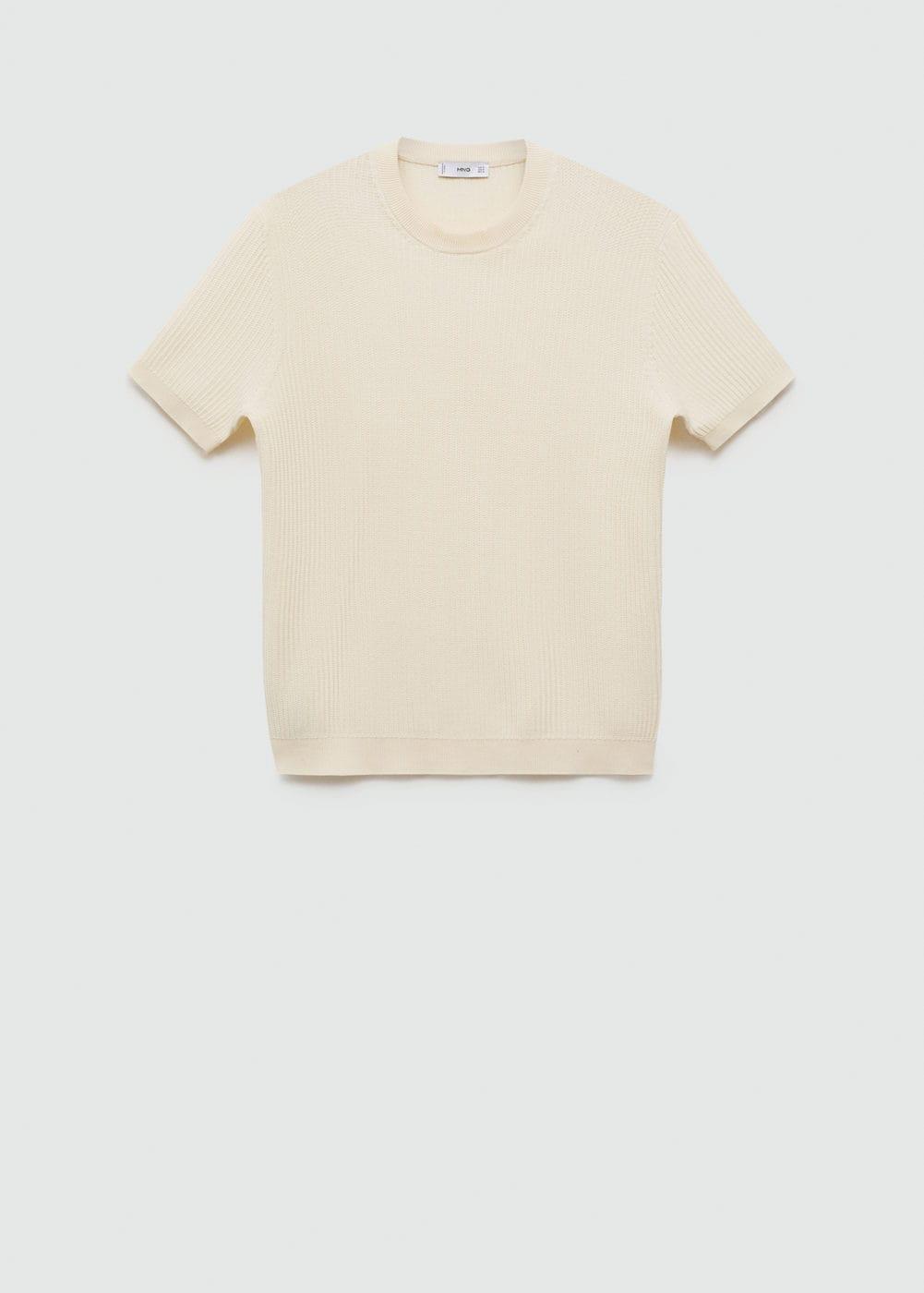 MANGO MAN - Ribbed knit t-shirt off whiteMen Product Image