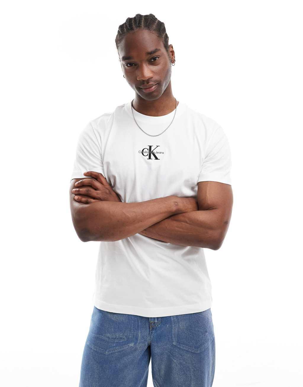 Calvin Klein Jeans monologo t-shirt in white Product Image