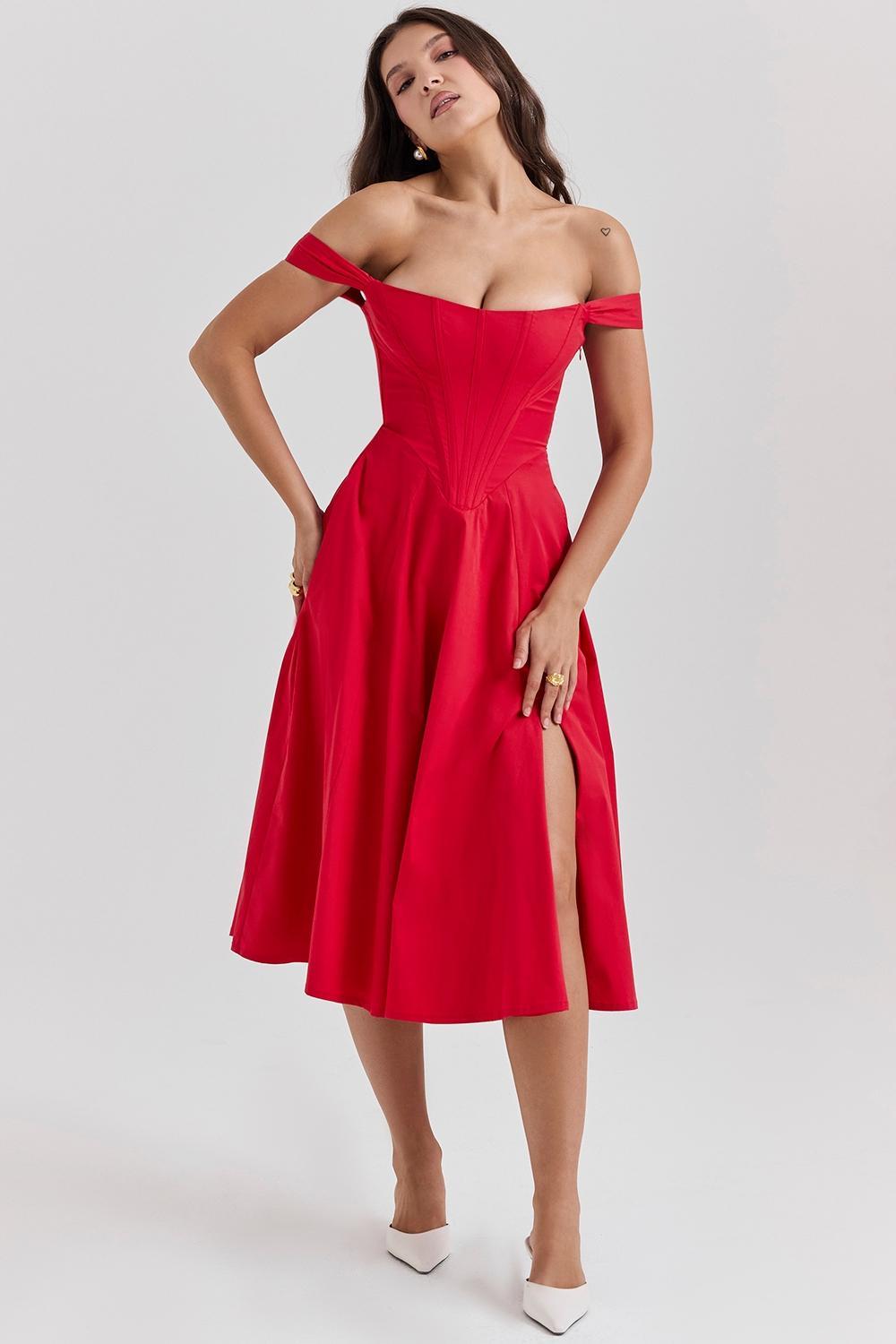 Saira Scarlet Midi Sundress Product Image