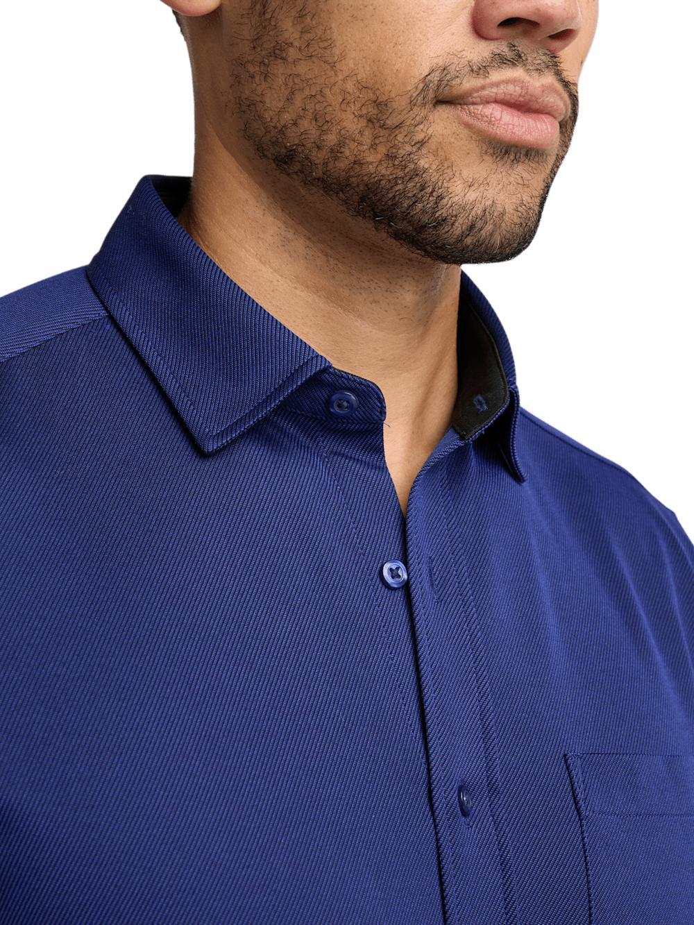 Cotton Blend Button Front Polo - Blue Product Image