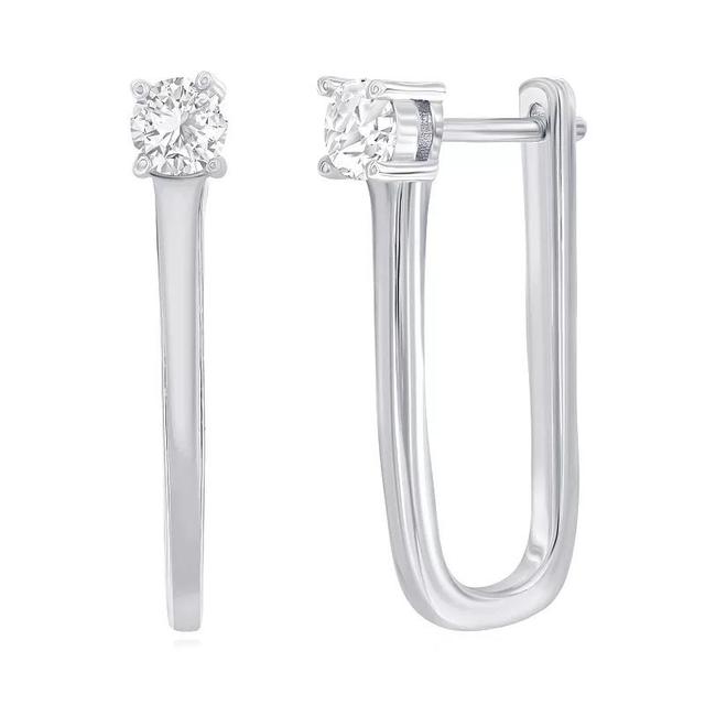 Argento Bella Sterling Silver Cubic Zirconia U-Shape Earrings, Womens Product Image