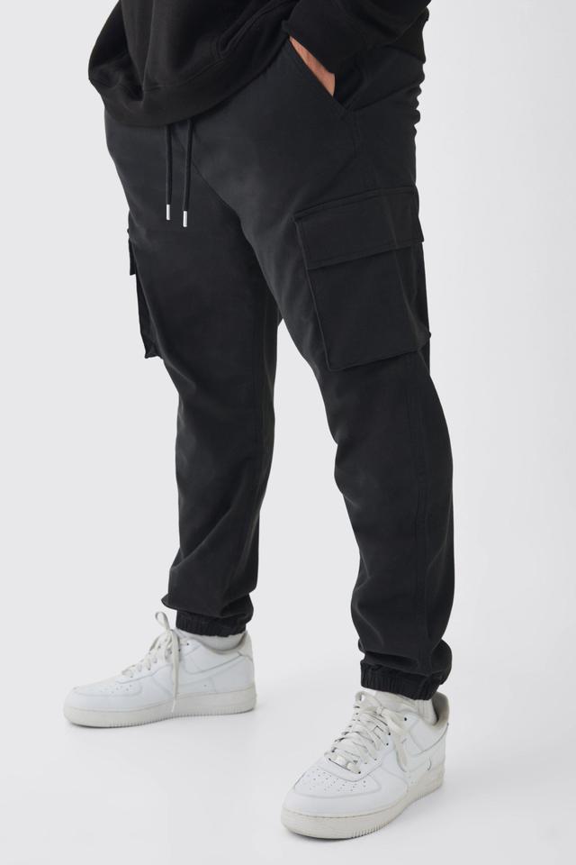 Plus Slim Fit Elasticated Waist Cuffed Cargo Trousers | boohooMAN USA Product Image