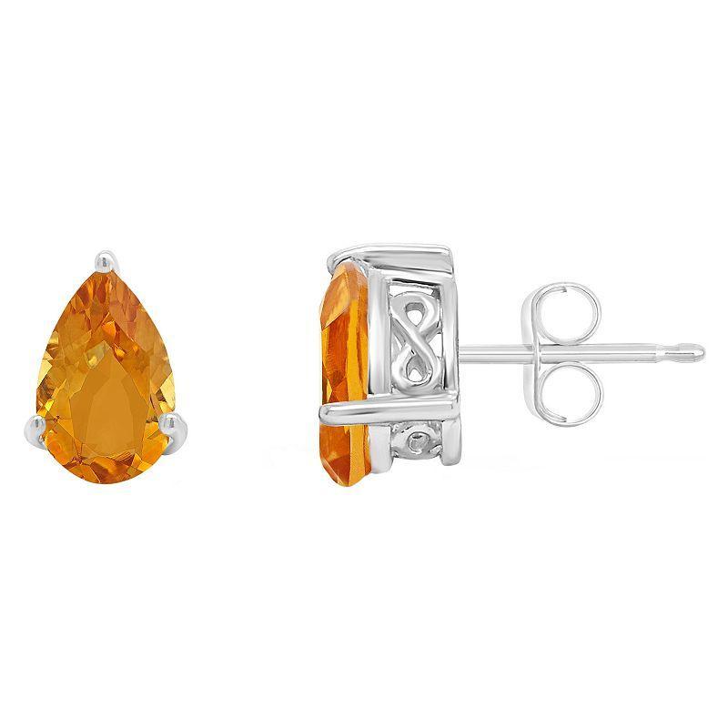 Macys Citrine (1-3/4 ct. t.w.) Stud Earrings in 14K White Gold Product Image