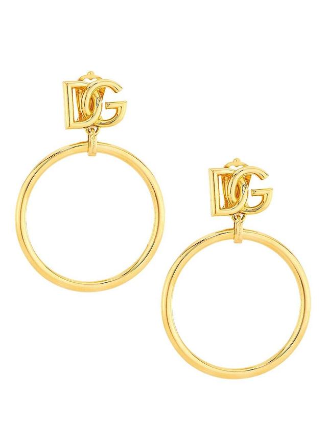 Womens Goldtone Monogram Clip-On Drop Earrings Product Image