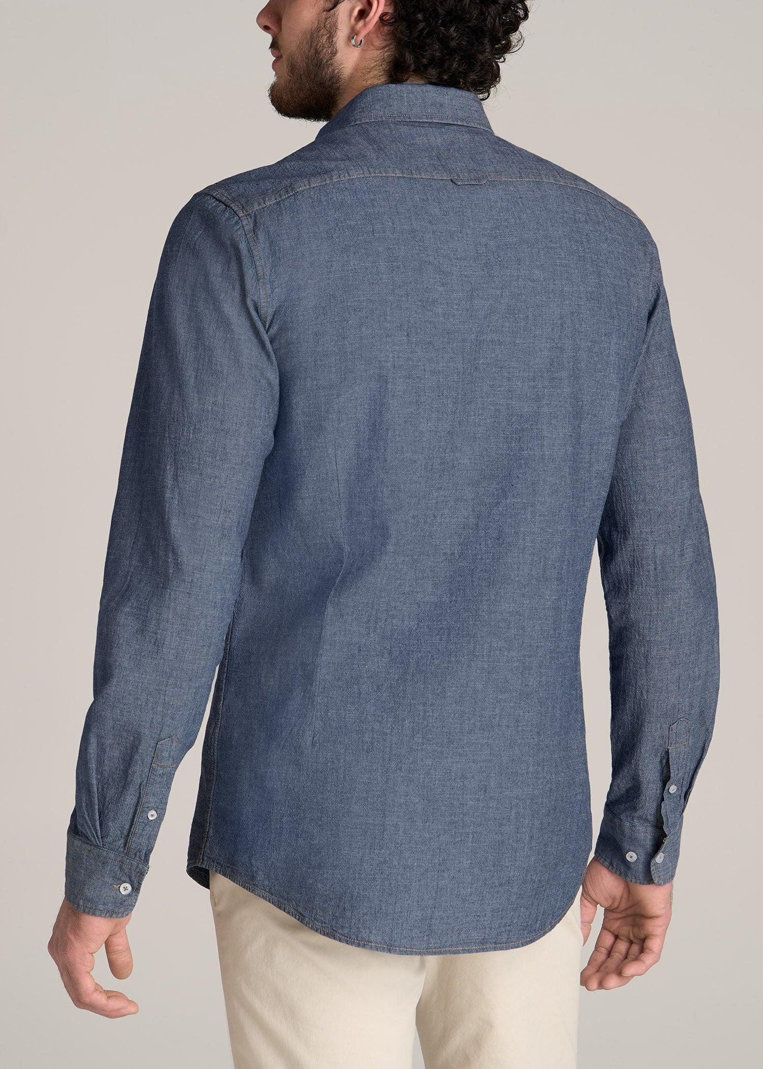 Chambray Button-Down Shirt for Tall Men in Medium Chambray Product Image