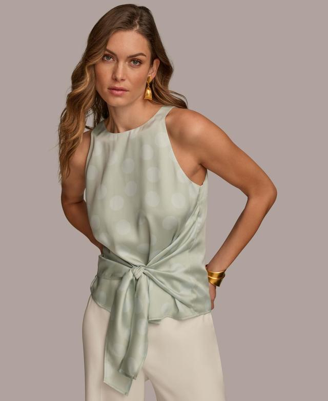 Donna Karan Womens Sleeveless Satin Tie-Front Top Product Image