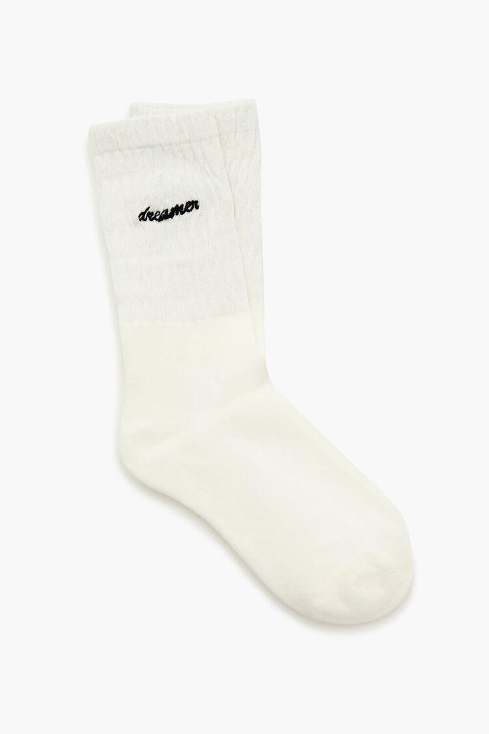 Embroidered Dreamer Crew Socks | Forever 21 Product Image