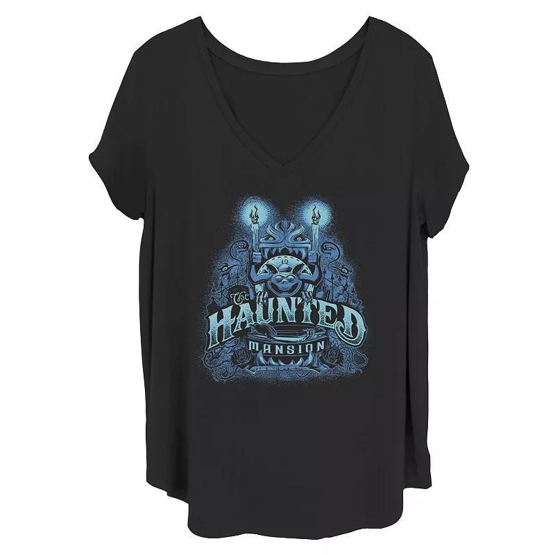 Disneys The Haunted Mansion Womens Gargoyle Candles Roses V-Neck Tee, Girls Product Image