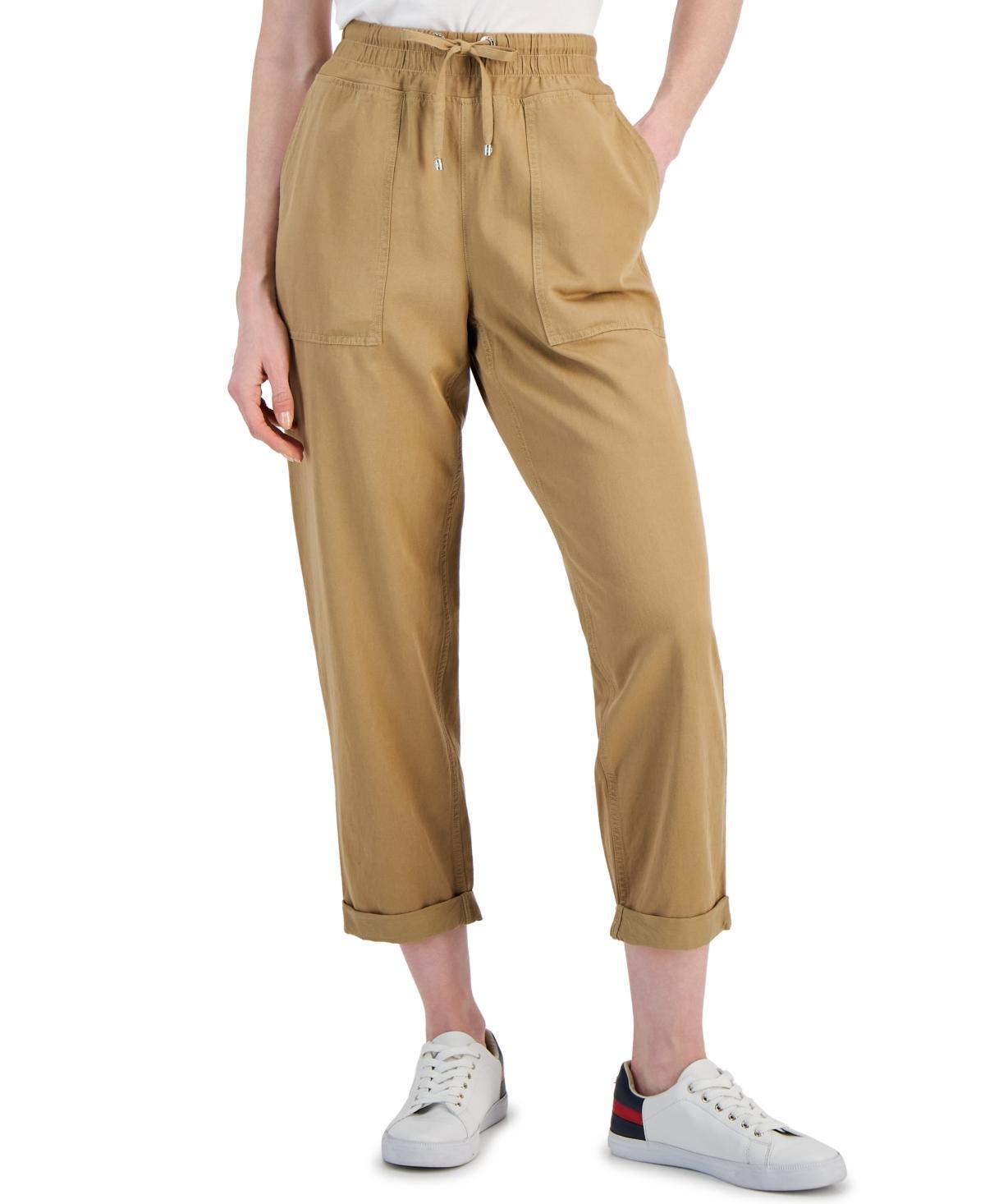 Tommy Hilfiger Womens High Rise Cuffed Twill Pants Product Image