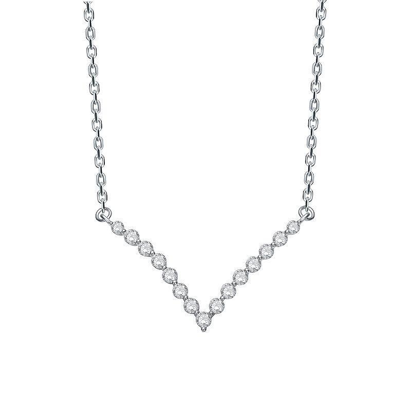 Stella Valentino Sterling Silver Lab-Created Moissanite V-Shaped Chevron Necklace, Womens Product Image