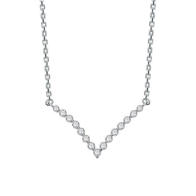 Stella Valentino Sterling Silver Lab-Created Moissanite V-Shaped Chevron Necklace, Womens Product Image