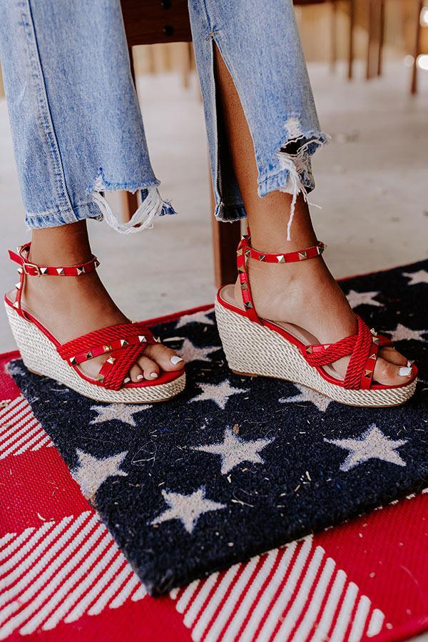 The Wanda Studded Wedge In Red Product Image