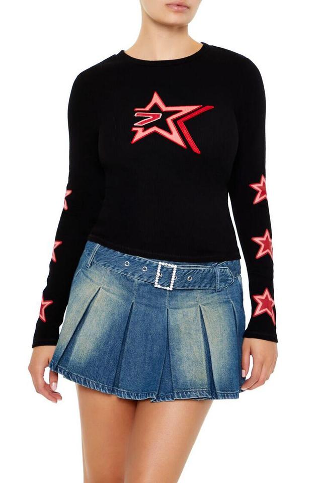 Embroidered Star Long-Sleeve Top | Forever 21 Product Image