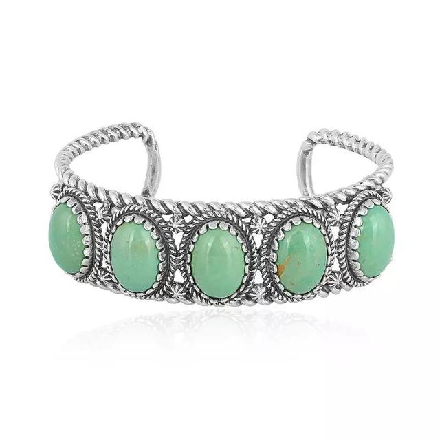 Southwest Spirit Sterling Silver and Turquoise Cuff Bracelet, Womens Green Turquoise Product Image