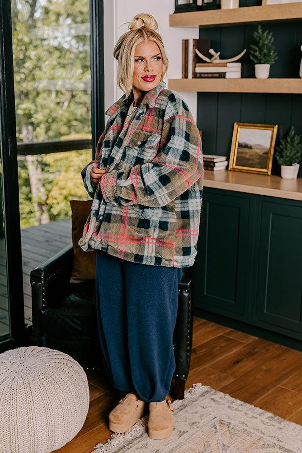 Plush Comfort Plaid Jacket Curves Product Image