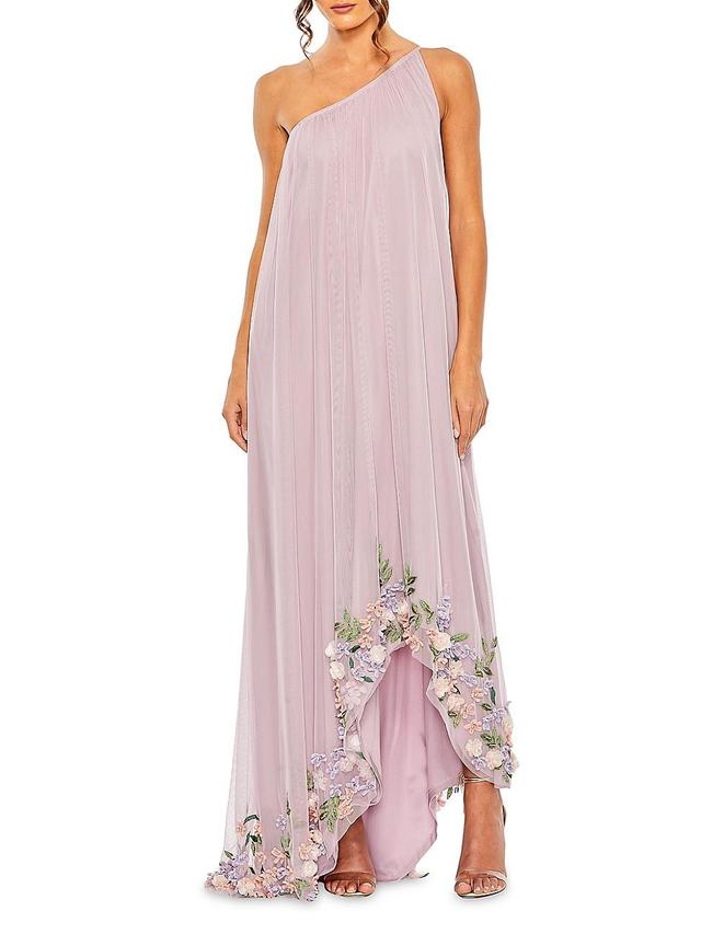 Womens Mac Asymmetric Floral Chiffon High-Low Gown Product Image