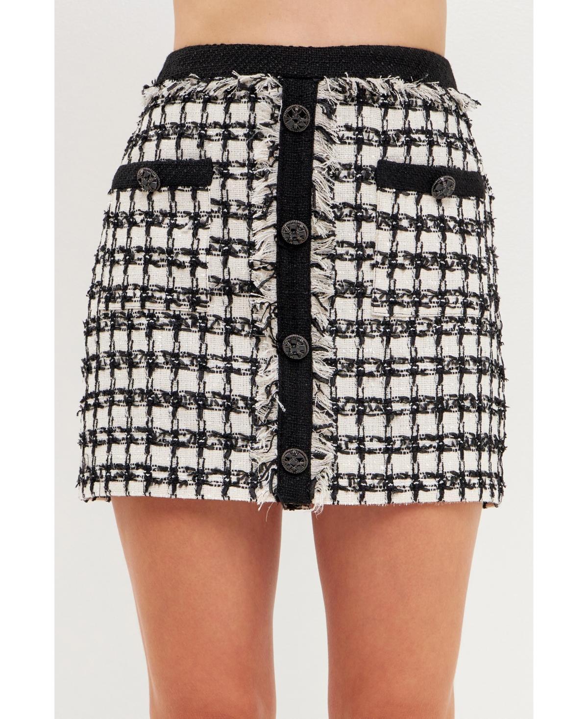 Womens Tweed Mini Skirt With Fringe Product Image