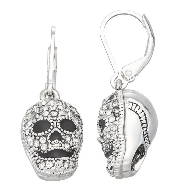 Napier Silver Tone Trick or Treat Skull Drop Earrings, Womens, Multi Product Image