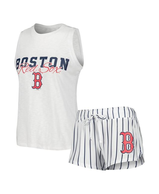 Concepts Sport Womens White Boston Red Sox Reel Pinstripe Tank Top Shorts Sleep Set Product Image