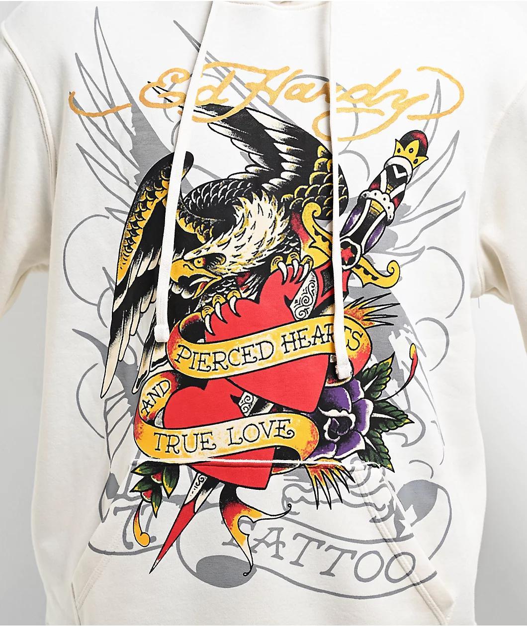 Ed Hardy Pierced Eagle White Hoodie Product Image