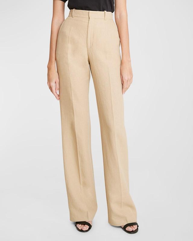 Canvas Linen Bootcut Trousers Product Image