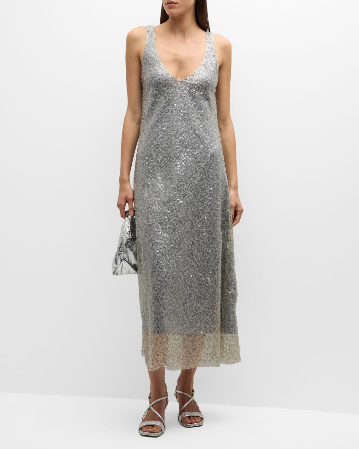 Lucite Metallic Sequin Midi Slip Dress Product Image