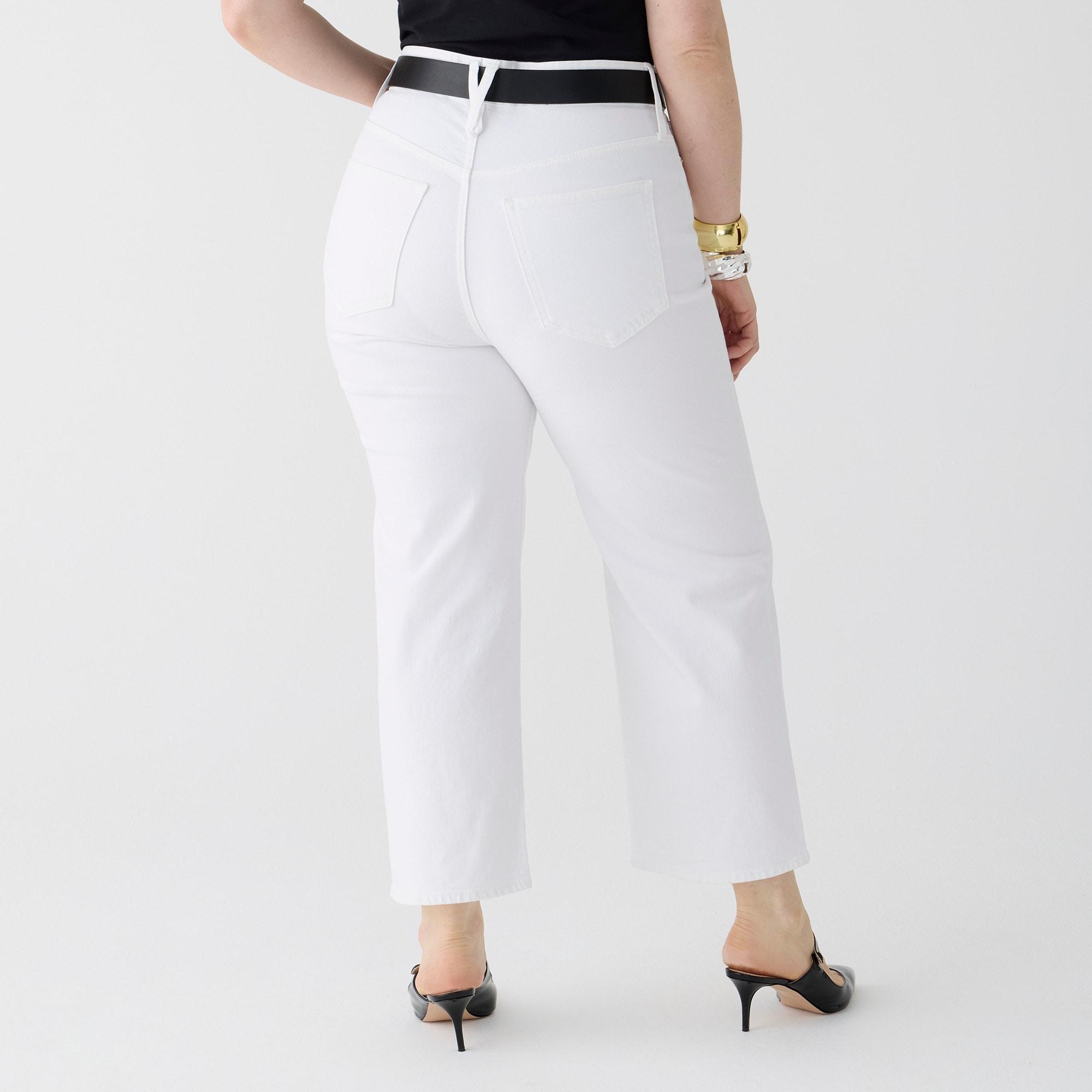 Curvy slim wide-leg jean in white Product Image