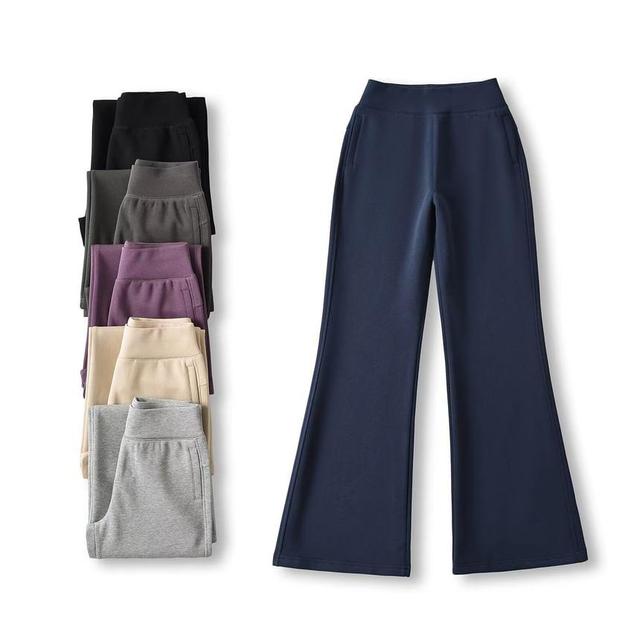 Mid Waist Plain Flared Pants Product Image