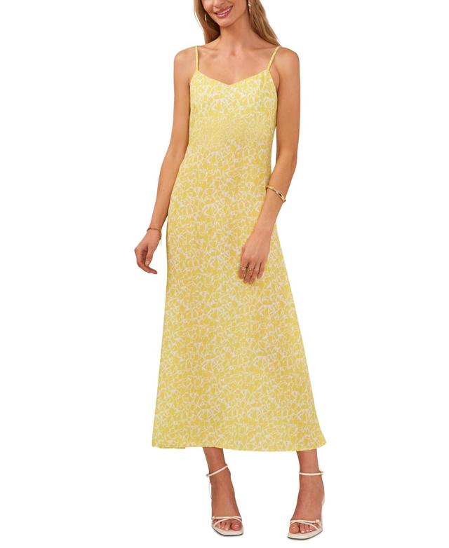 Vince Camuto Womens Printed V-Neck Spaghetti-Strap Midi Dress Product Image