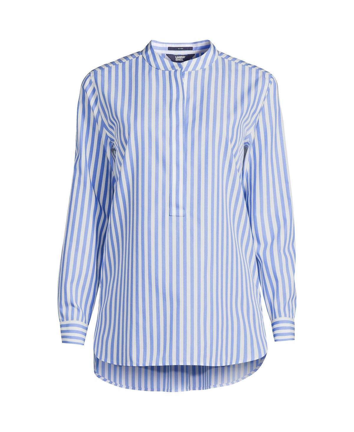 Womens Lands End No Iron Long Sleeve Banded Collar Popover Shirt Product Image